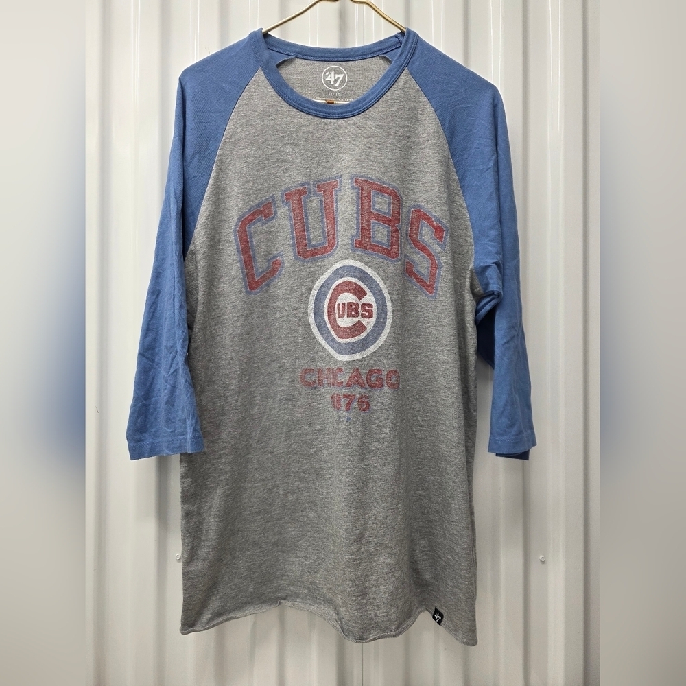 47 Brand Cubs Blue and Gray Raglan Tee
